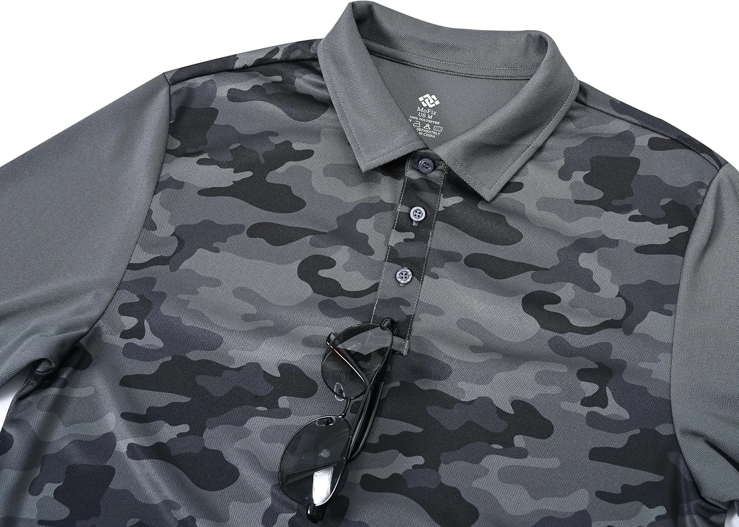 MoFiz Men's Athletic Polo Shirts Lightweight Quick Dry Fit Polo Golf Summer Camo/Stripe T-Shirts for Mens