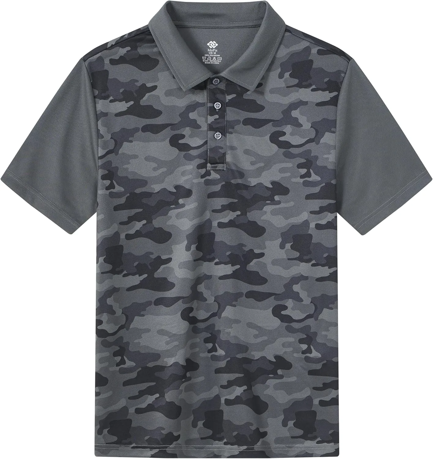 MoFiz Men's Athletic Polo Shirts Lightweight Quick Dry Fit Polo Golf Summer Camo/Stripe T-Shirts for Mens