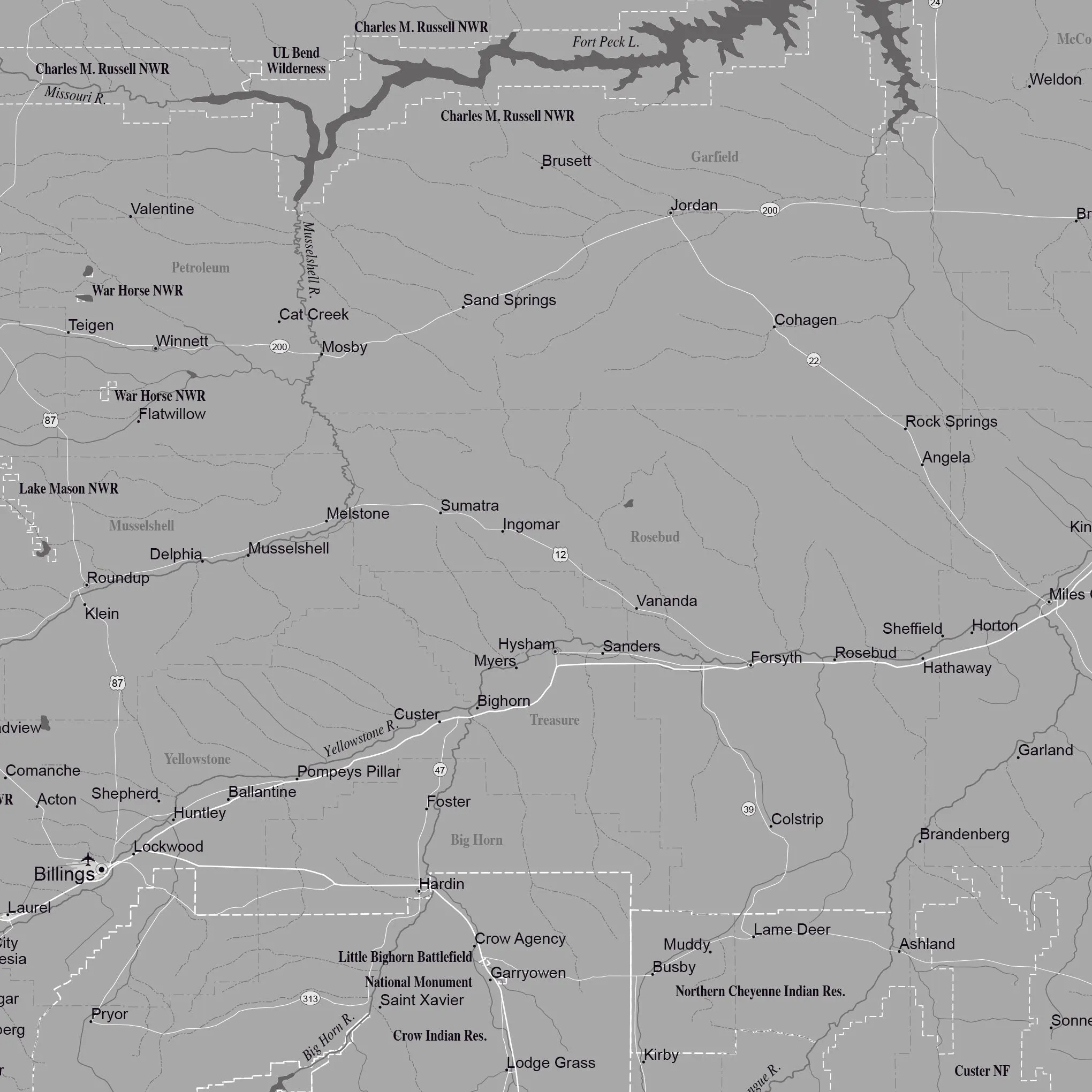 Montana Push Pin State Travel Map Wall Art - Grey | Holy Cow Canvas