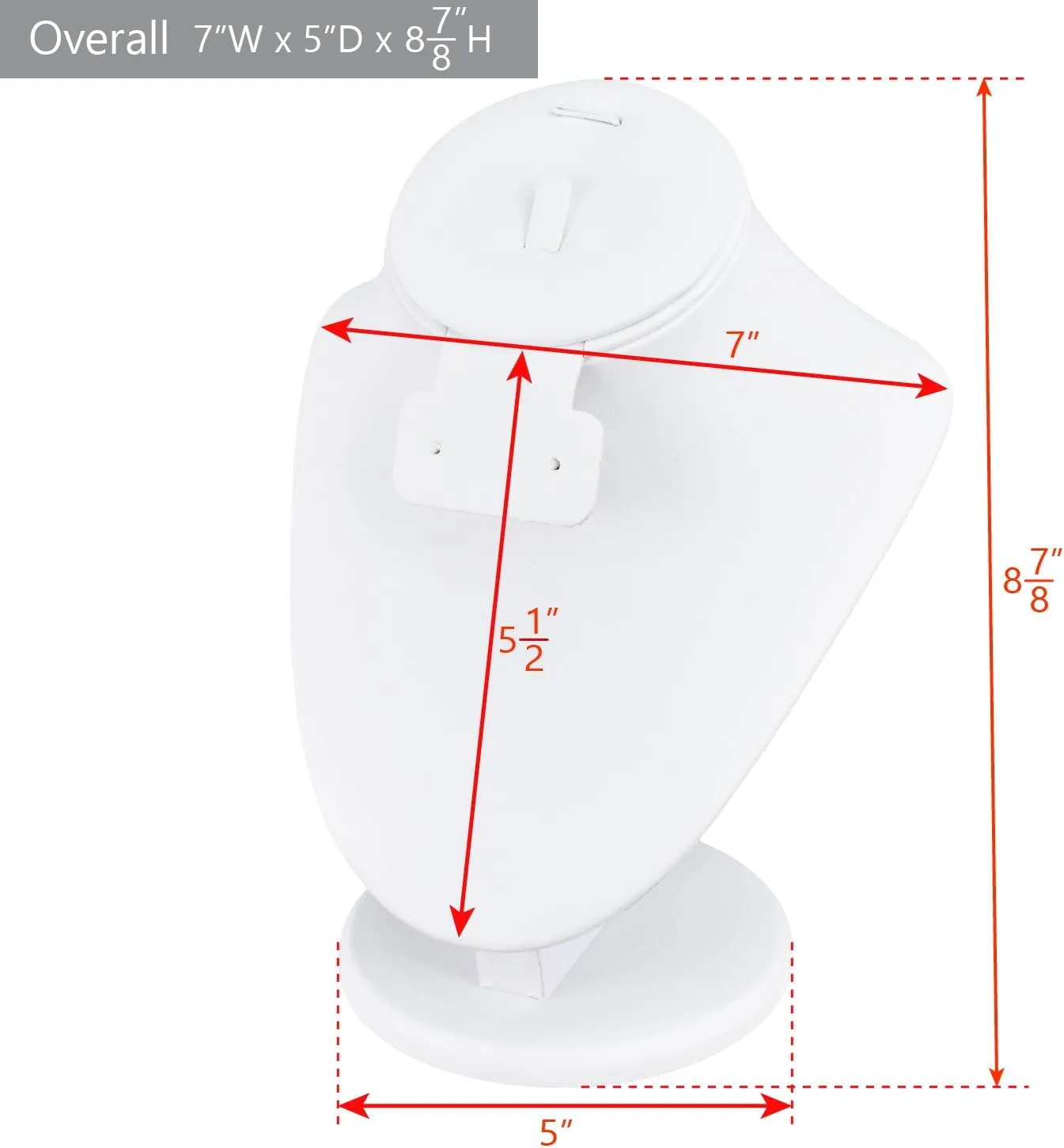 MOOCA White Leatherette Combination Display Jewelry Bust for Necklaces, Earrings, Rings