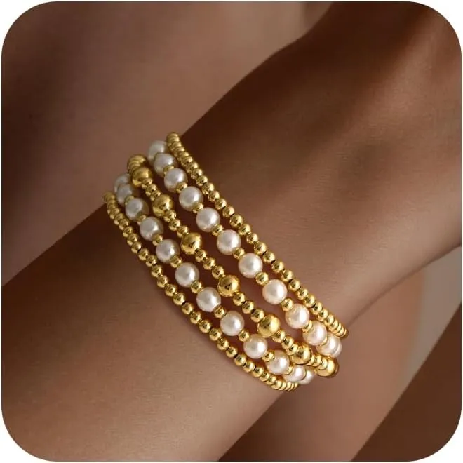 Moodear Sterling Silver Dainty Ring Bracelet Hand Chain for Women - 14K Gold Plated/Sterling Silver Layered Adjustable Satellite Bead Paperclip Dot CZ Link Hand Chain Bracelets Non Tarnish Trendy Jewelry Gift