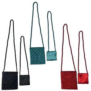 Mother Daughter Beaded Flower Shoulder Bag