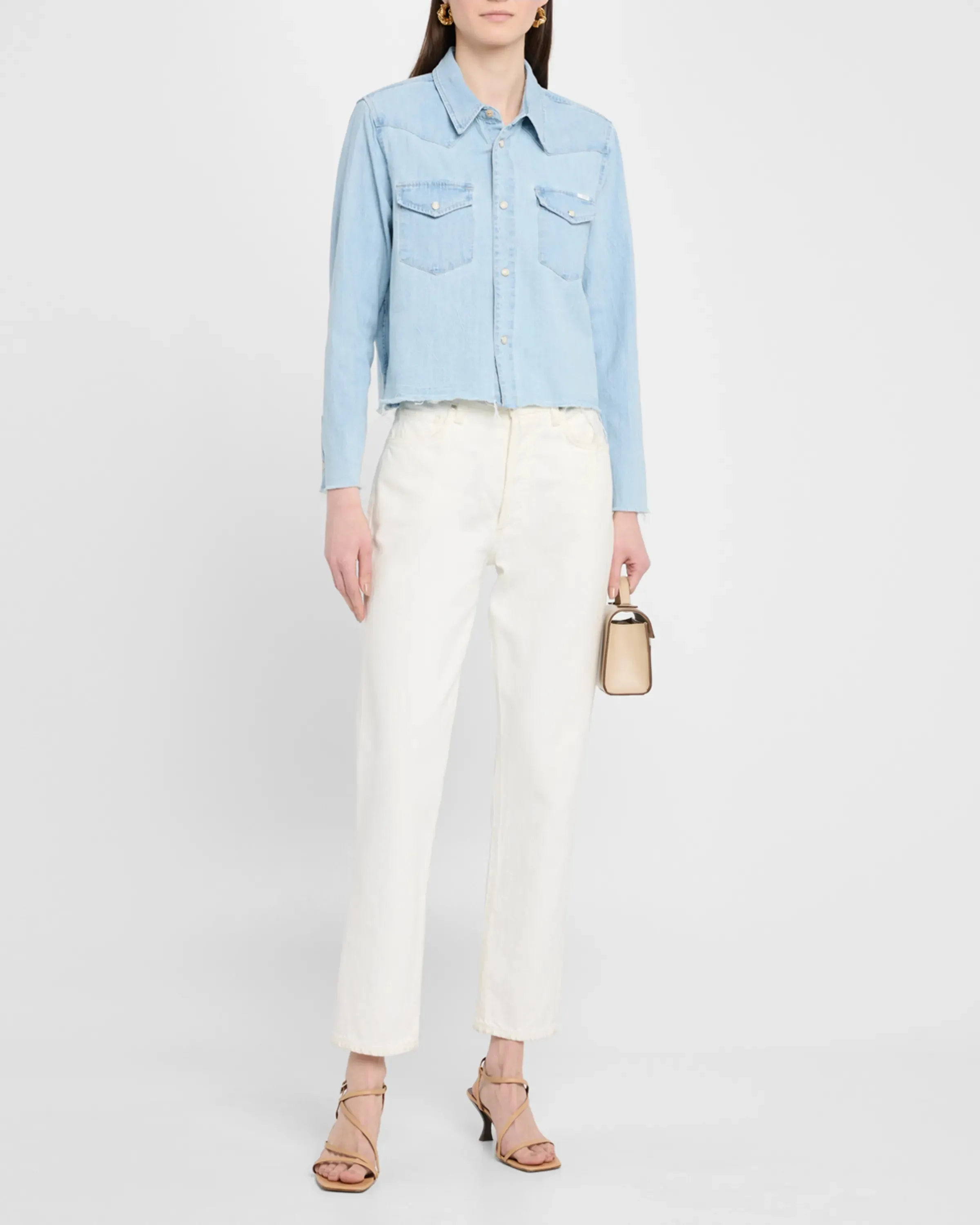 MOTHER DENIM THE SUPER EXES CROP STEP FRAY SHIRT