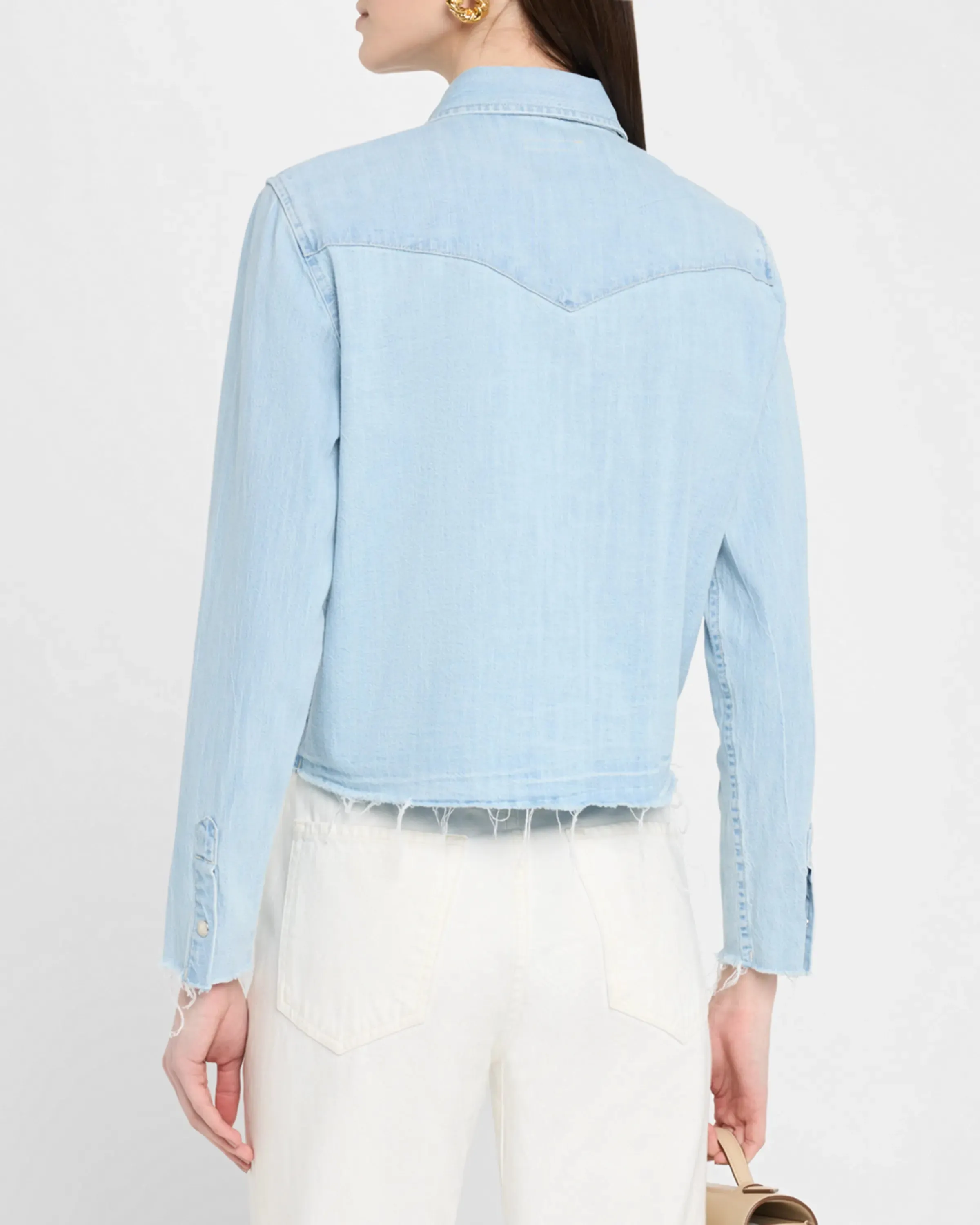 MOTHER DENIM THE SUPER EXES CROP STEP FRAY SHIRT