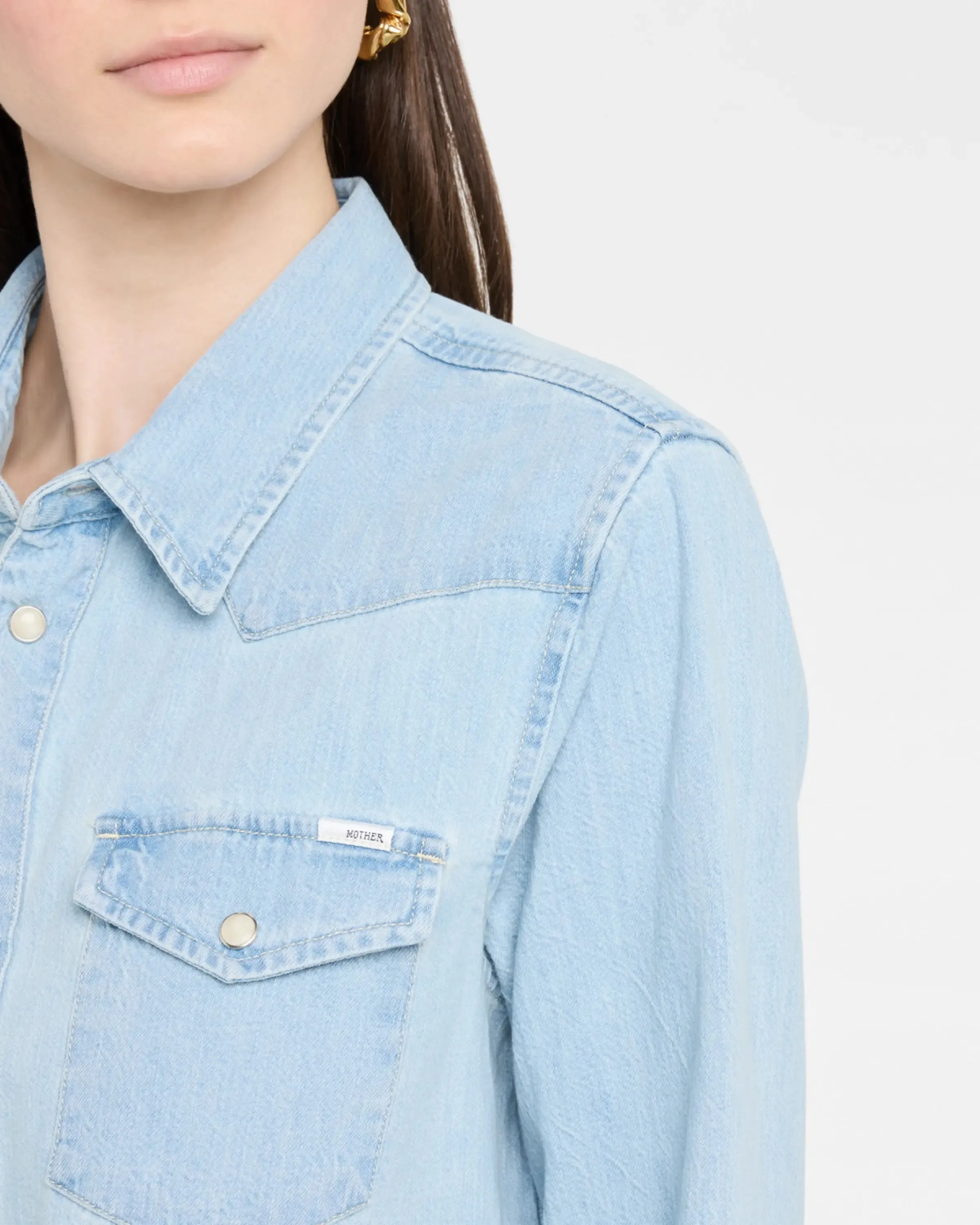 MOTHER DENIM THE SUPER EXES CROP STEP FRAY SHIRT