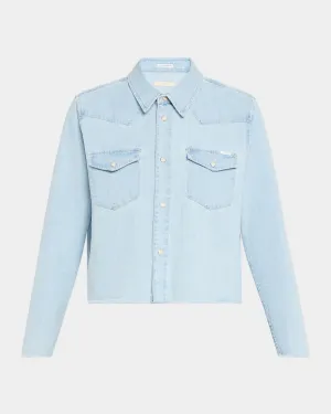 MOTHER DENIM THE SUPER EXES CROP STEP FRAY SHIRT