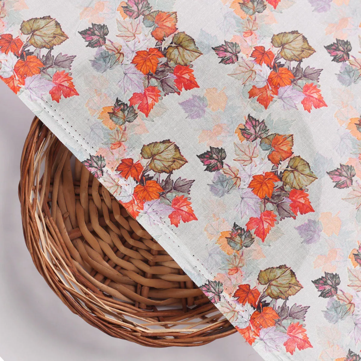 Multicolor Leaves Pure Cotton Printed Fabric Material