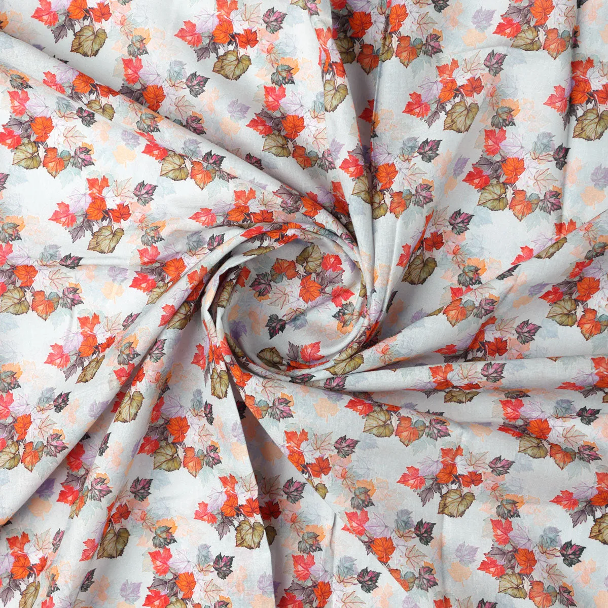 Multicolor Leaves Pure Cotton Printed Fabric Material