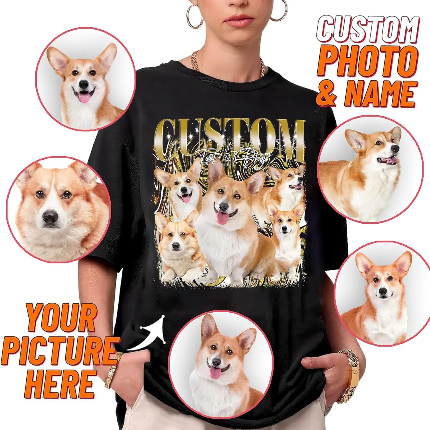 NAZENTI Custom Bootleg Rap Tee, Custom T-Shirts with Picture, Retro Custom Bootleg, Valentine's Gifts for Him Her
