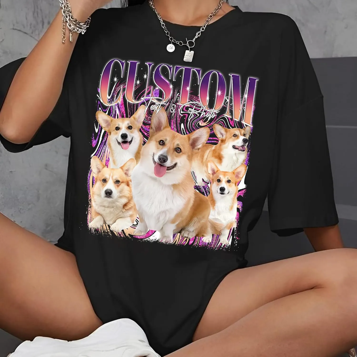 NAZENTI Custom Bootleg Rap Tee, Custom T-Shirts with Picture, Retro Custom Bootleg, Valentine's Gifts for Him Her