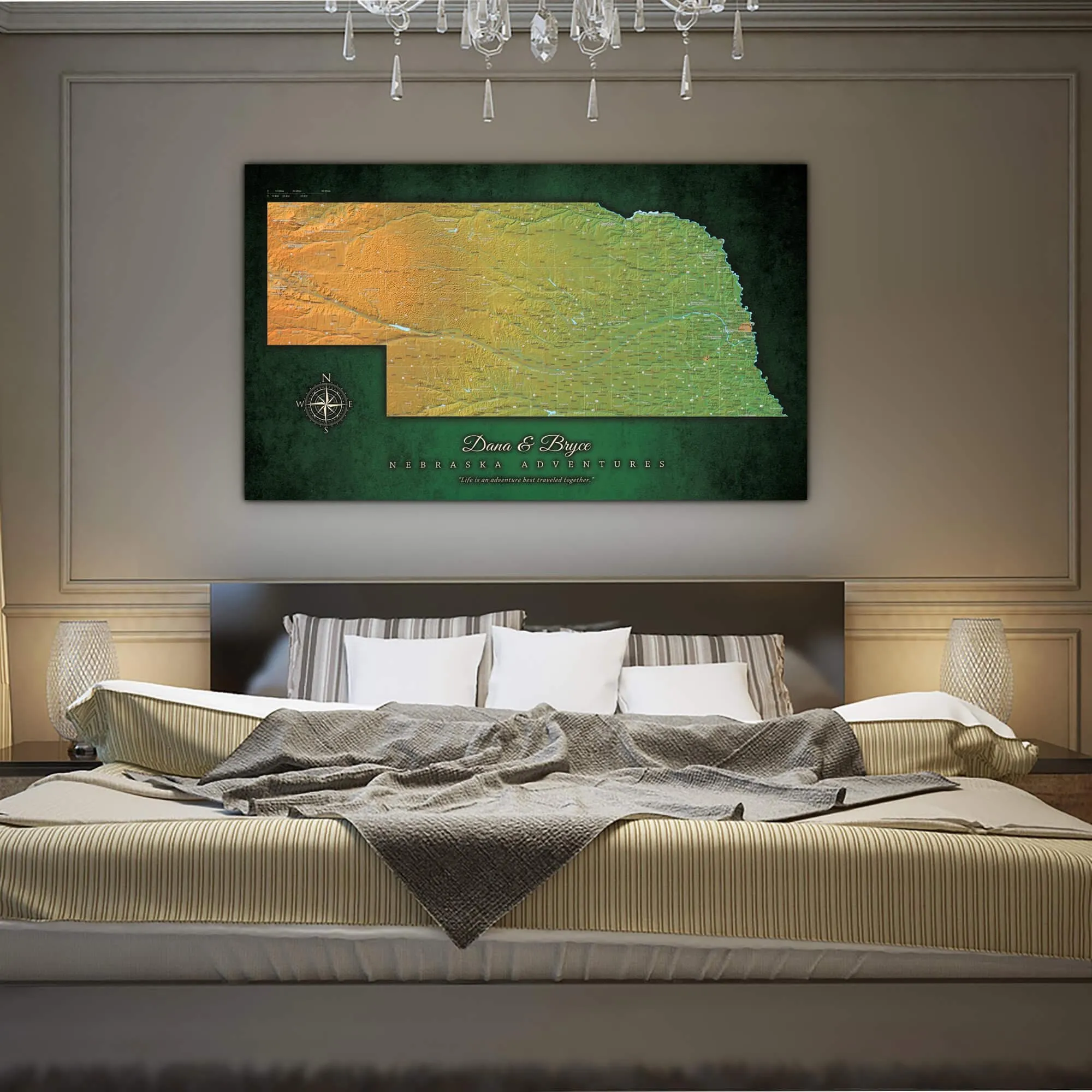 Nebraska Push Pin Terrain Map