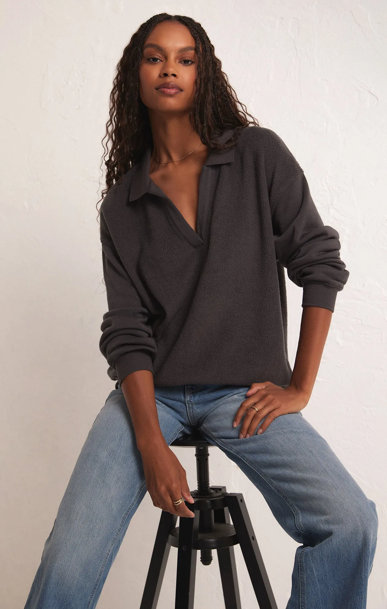Nico Reverse Fleece Top