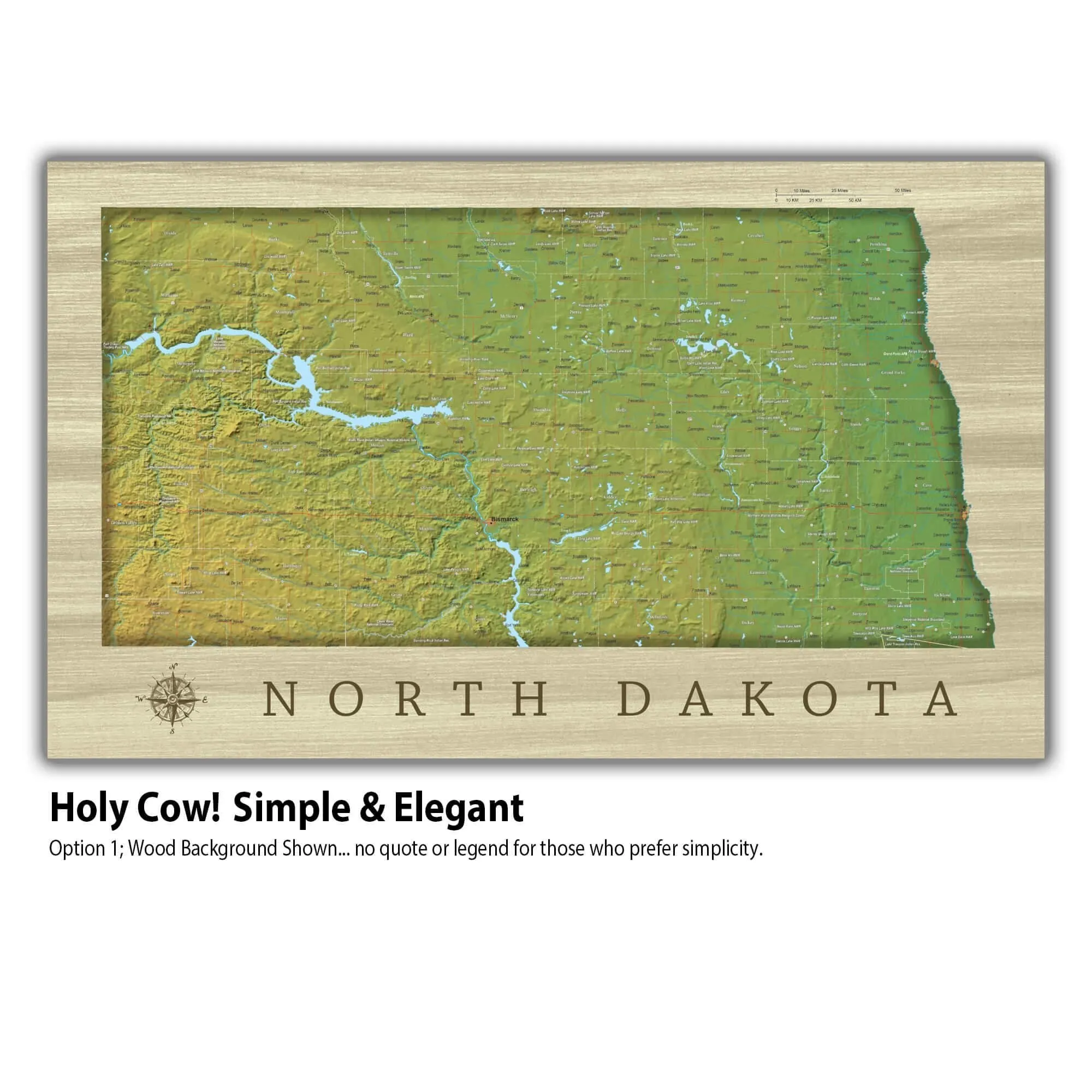 North Dakota Push Pin Terrain Map