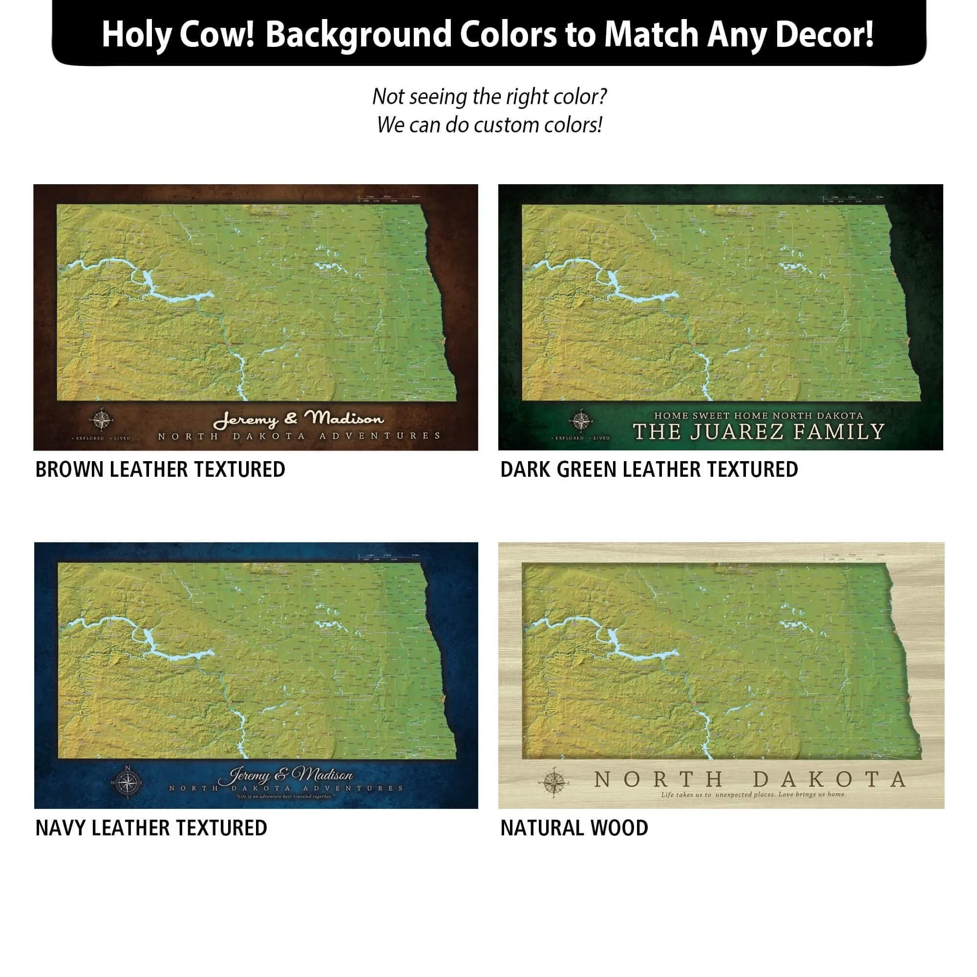 North Dakota Push Pin Terrain Map