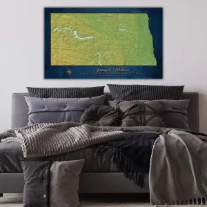 North Dakota Push Pin Terrain Map