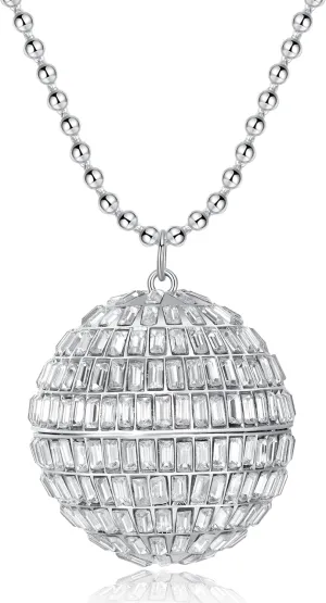 NYUK Disco Ball Necklaces Mirrorball Jewelry 70s Costume Party Chain 32
