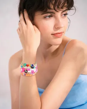 OIDIMS Colorful Heishi Clay Bead Bracelet Set for Women Men Stackable Yin Yang Smile Flower Vinyl Disc Polymer Beaded Stretch Bracelets Preppy Bohemian Summer Beach Bracelets Friendship Jewelry Gift