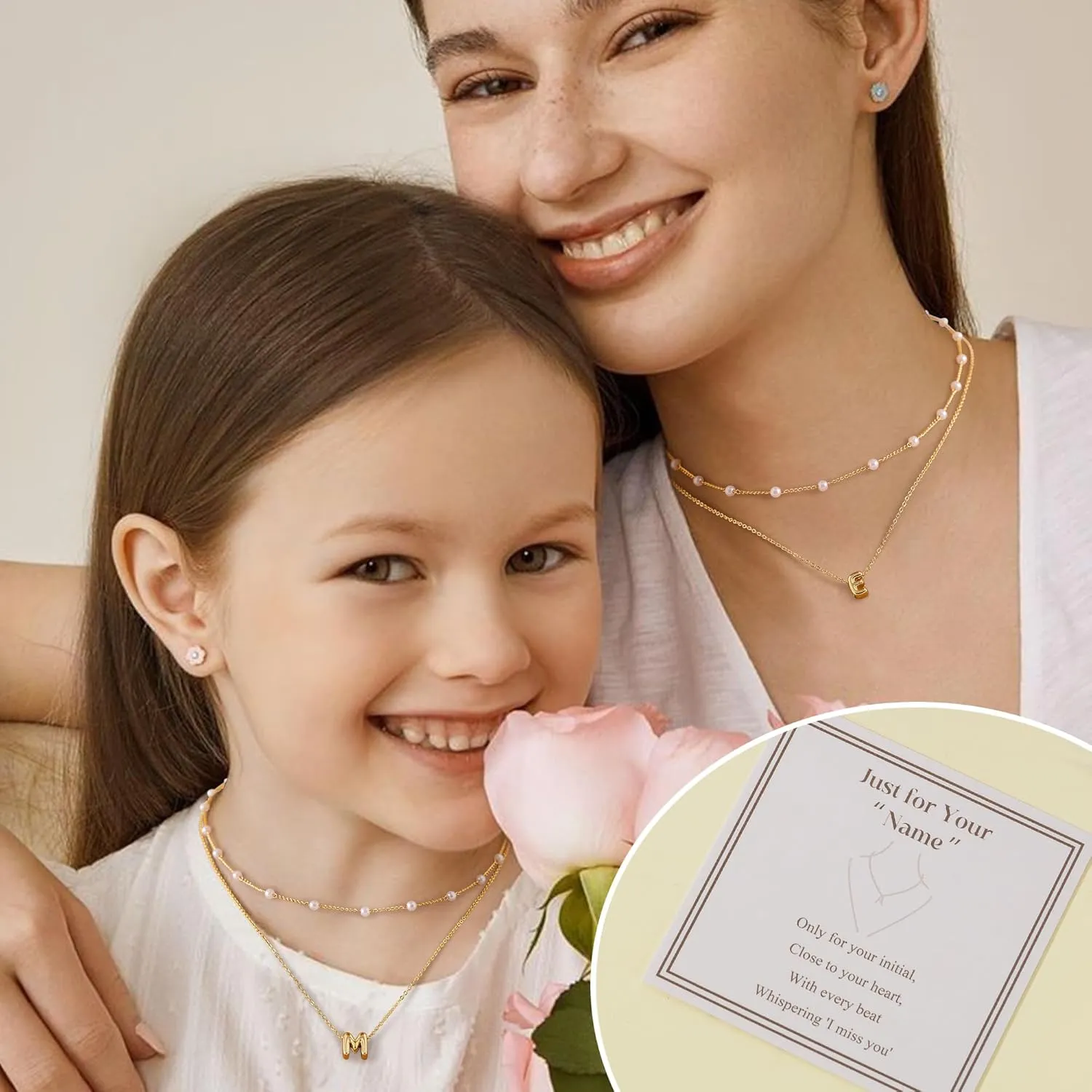 OOOPEL Gold Layered Pearl Initial Necklaces for Women Non Tarnish 14K Gold Plated Necklaces Durable Waterproof Dainty A-Z Pendant Choker Small Pearl Letter Necklace Personalized Jewelry Gifts