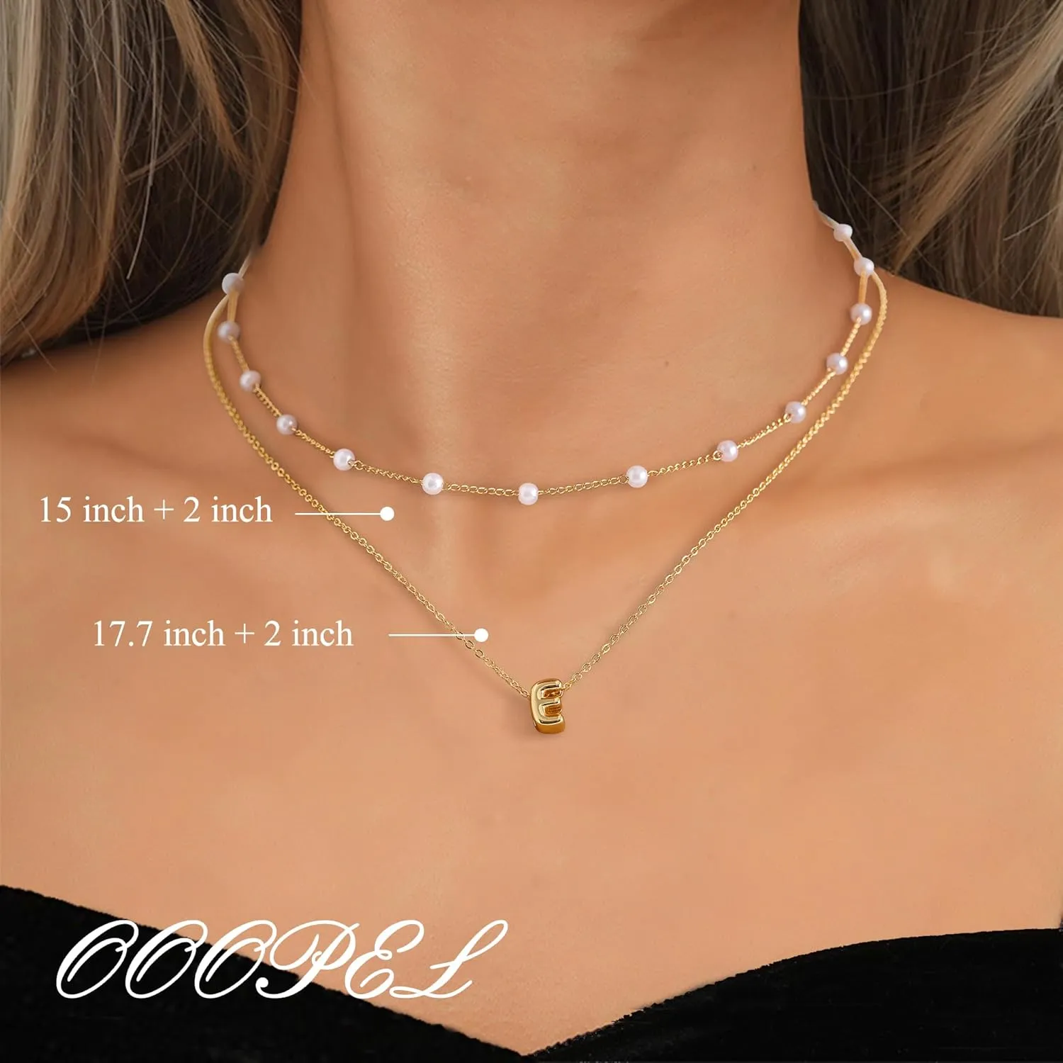 OOOPEL Gold Layered Pearl Initial Necklaces for Women Non Tarnish 14K Gold Plated Necklaces Durable Waterproof Dainty A-Z Pendant Choker Small Pearl Letter Necklace Personalized Jewelry Gifts