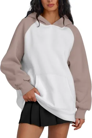 Oversized Hoodies Pullover for Women Casual Long Sleeve Fleece Athletic Polo Tops Fashion Solid Color Y2k Sweatshirts
