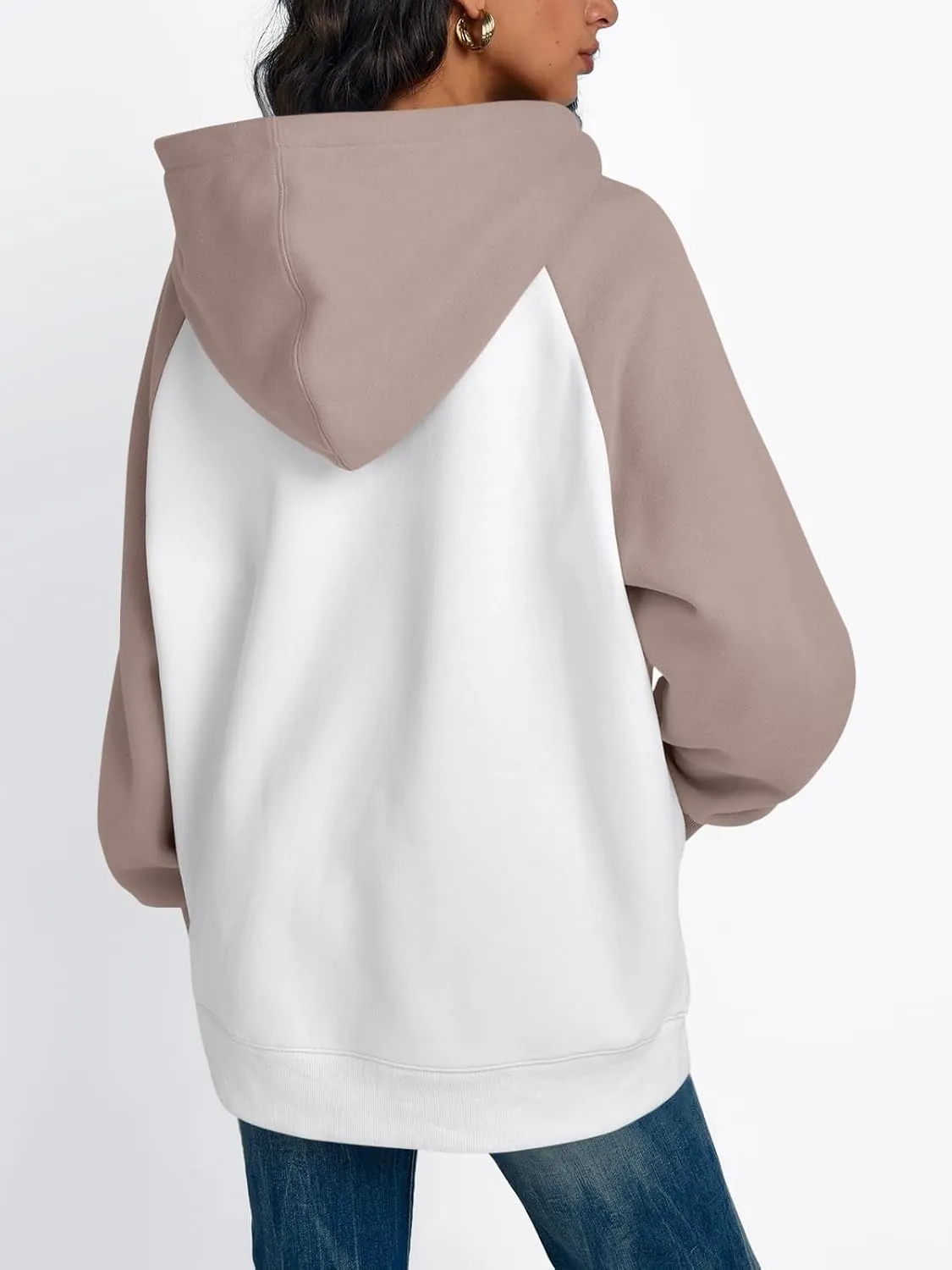 Oversized Hoodies Pullover for Women Casual Long Sleeve Fleece Athletic Polo Tops Fashion Solid Color Y2k Sweatshirts