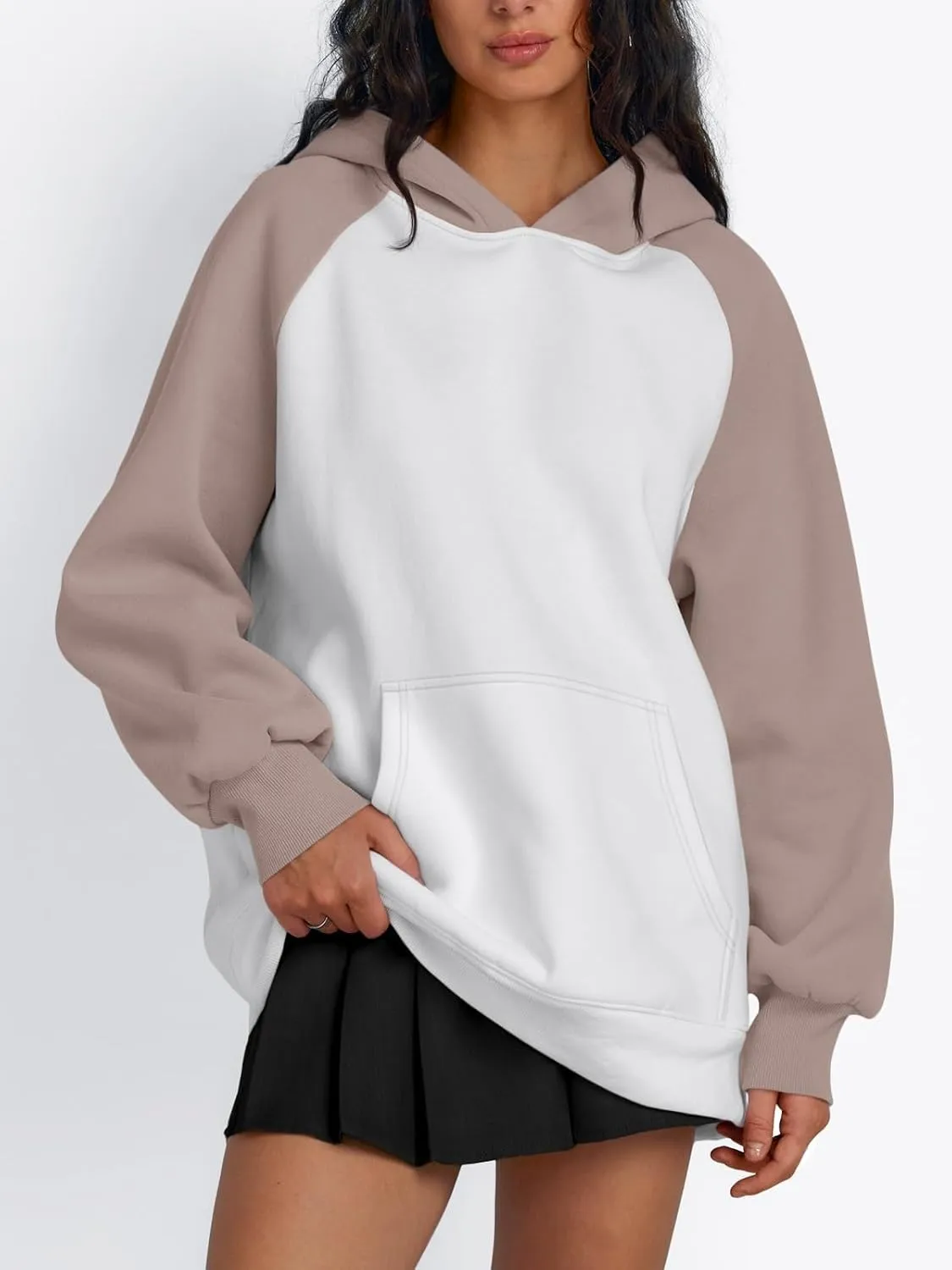 Oversized Hoodies Pullover for Women Casual Long Sleeve Fleece Athletic Polo Tops Fashion Solid Color Y2k Sweatshirts