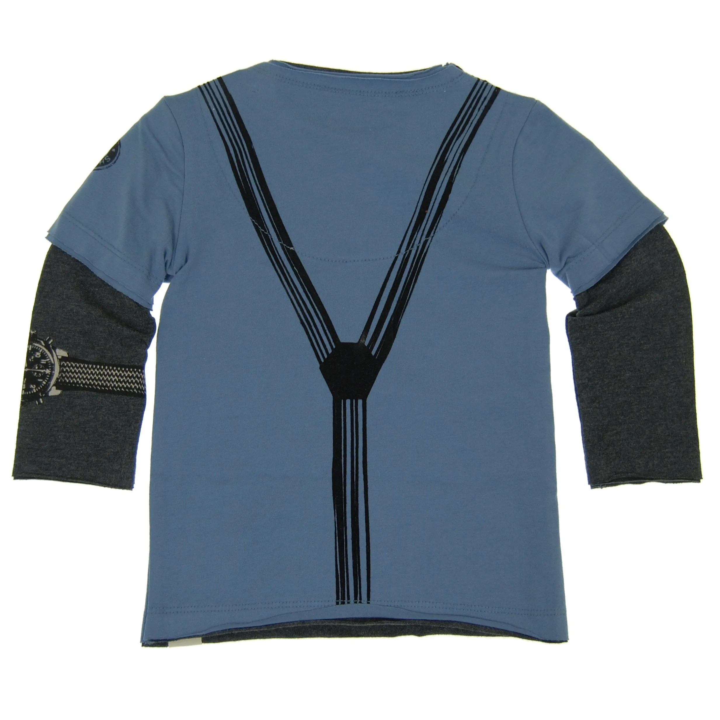 Paint Drip Tie & Suspenders Baby Twofer Shirt by: Mini Shatsu