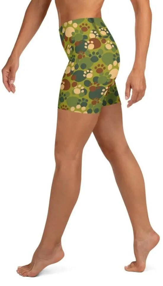 Paw Camo Yoga Shorts