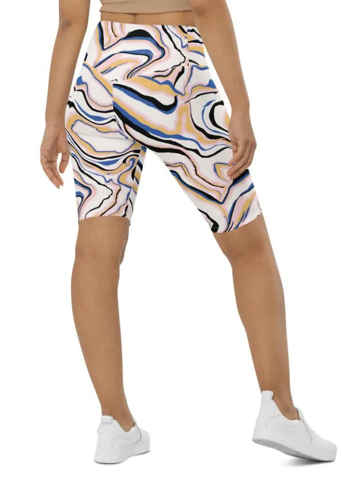 Peachy Marble Biker Shorts