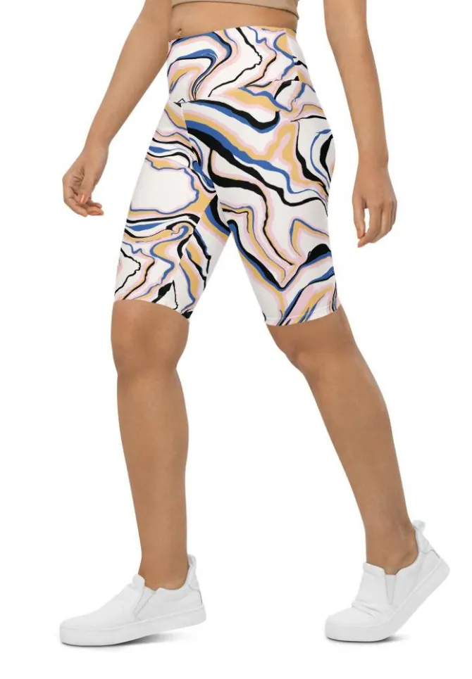 Peachy Marble Biker Shorts