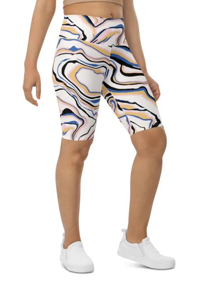 Peachy Marble Biker Shorts
