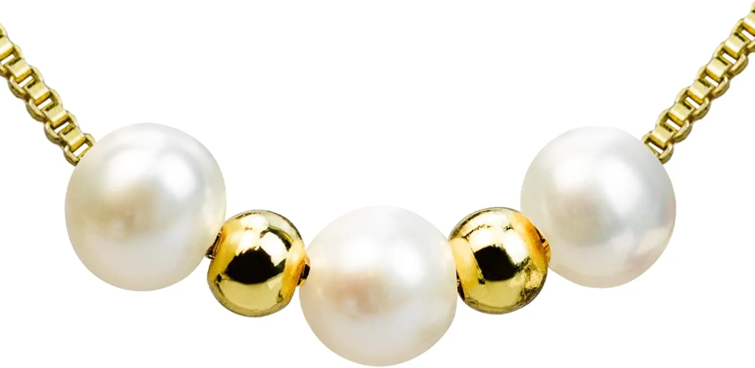 PEARLIE Dainty Pearl Pendant Necklaces for Women, Gold Choker Handmade Chain Necklace Delicate Pearl Choker Necklace Jewelry for Bride Bridesmaid Wedding Birthday