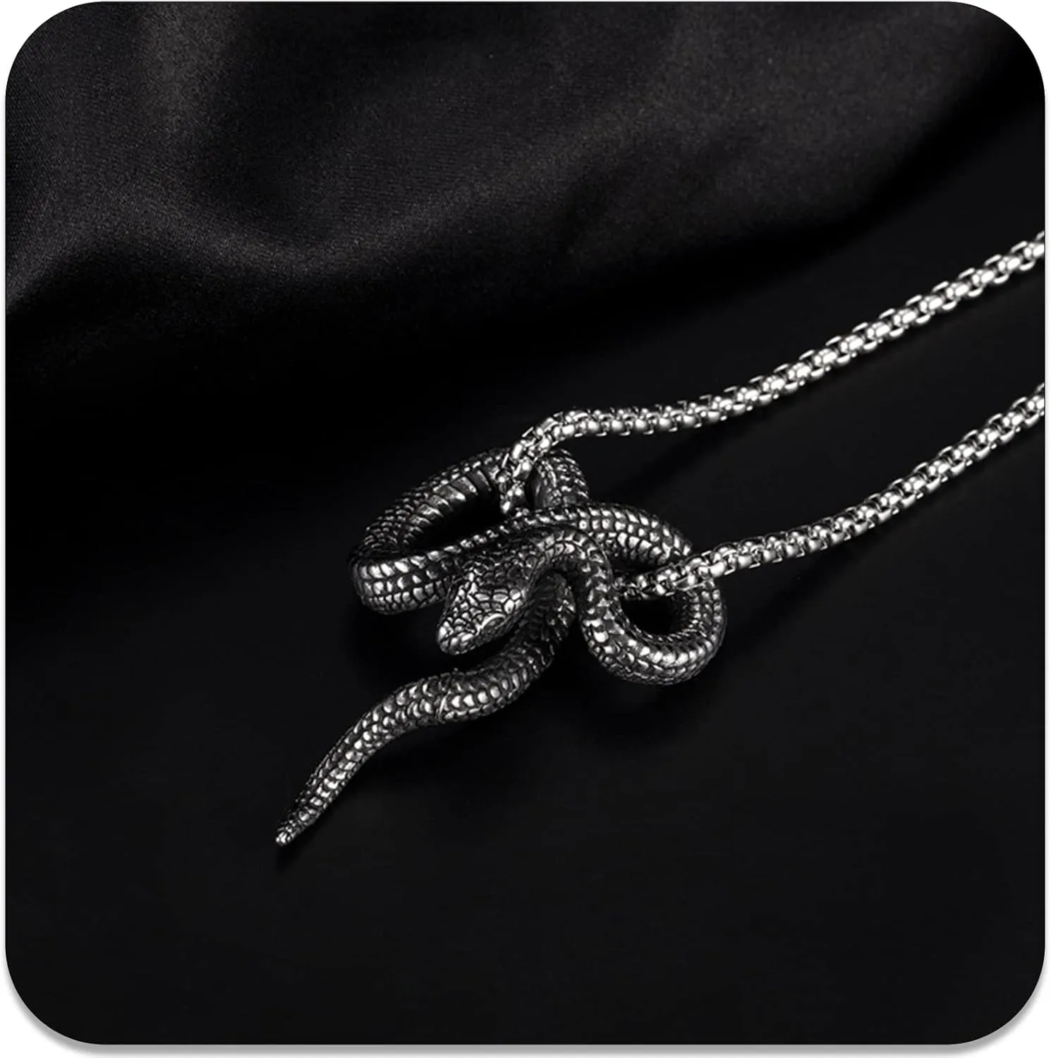 PEAS Punk Jewelry Necklace Stainless Steel Snake Pendant Necklace