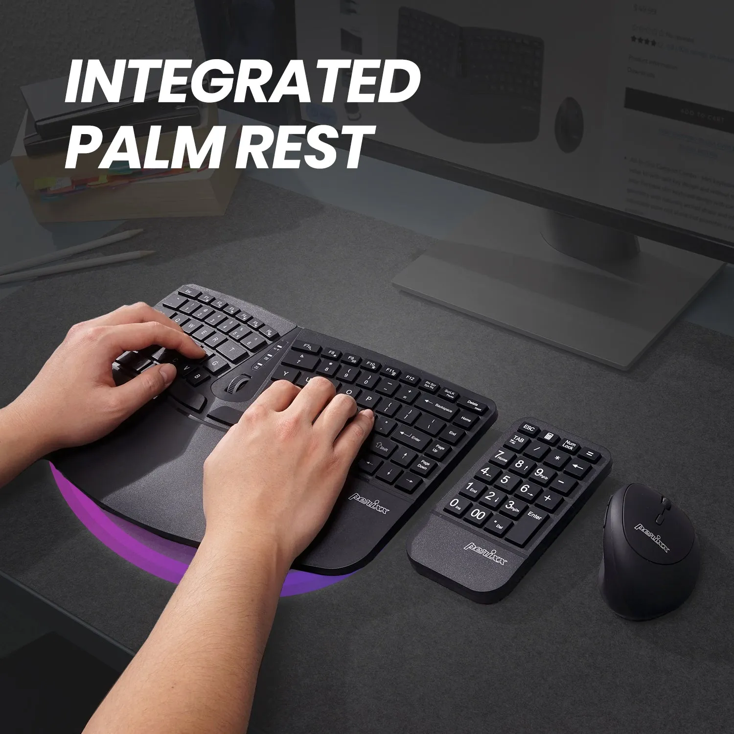 Perixx PERIDUO-606 A Wireless and Compact Ergo Keyboard and Mouse Set