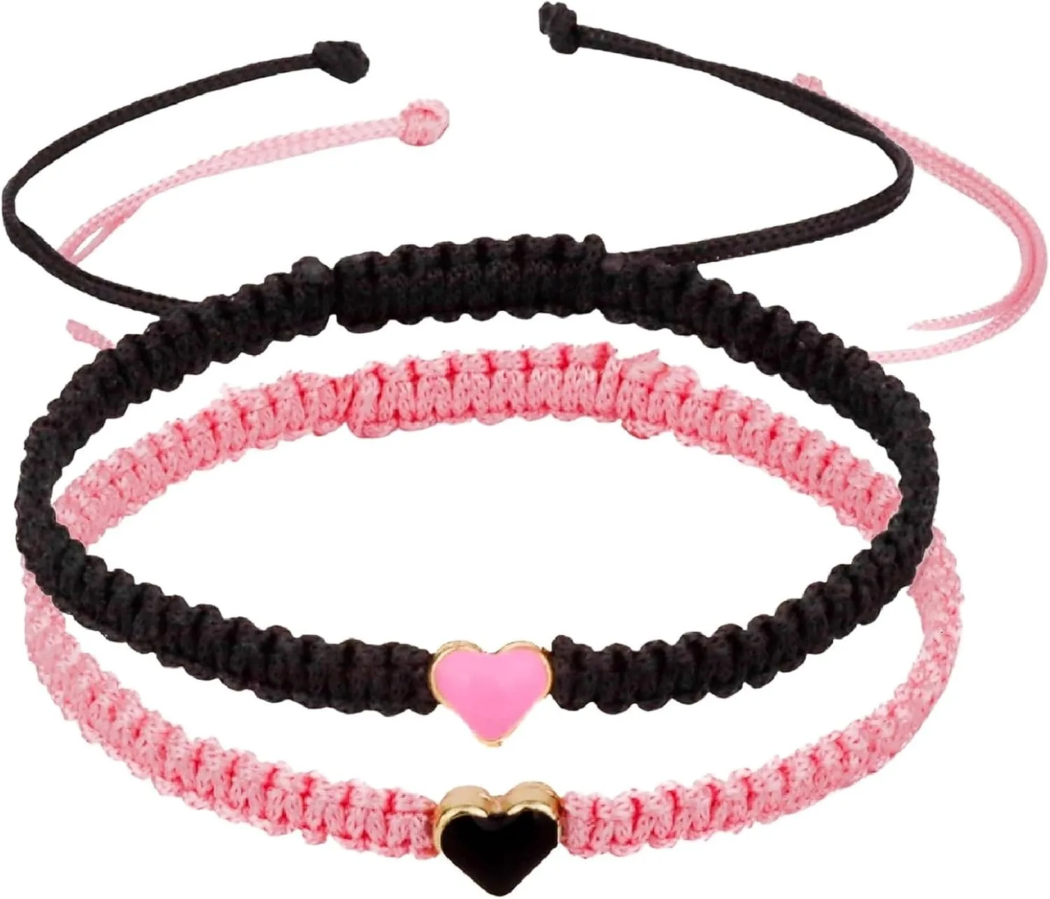 Pingyongchang 2PCS Colorful Heart Beaded Matching Bracelets for Couples and Friendships
