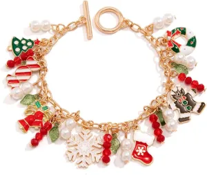 Pingyongchang Xmas Bracelets Set for Women Teen Girls Polymer Clay Bead Stackable Stretch Bracelets as Party Gifts Heishi Surfer Holidays Christmas Charms Friendship Jewelry