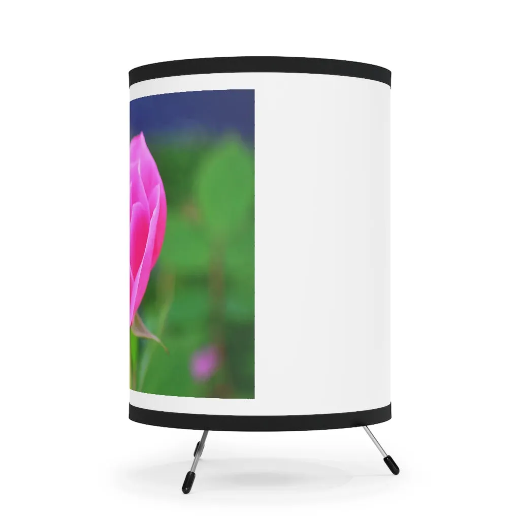 Pink Flower Tripod Lamp with High-Res Printed Shade, US/CA plug
