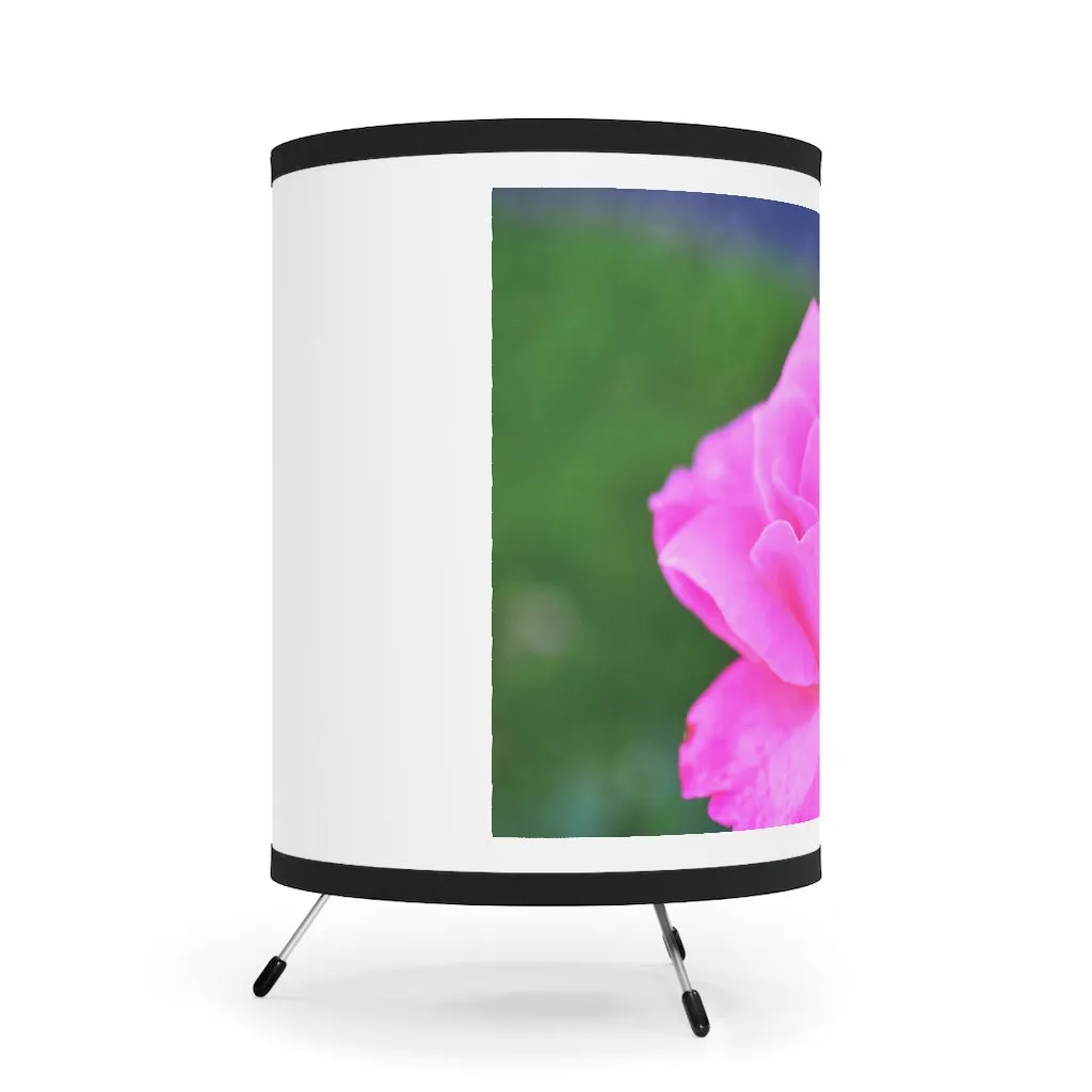 Pink Flower Tripod Lamp with High-Res Printed Shade, US/CA plug