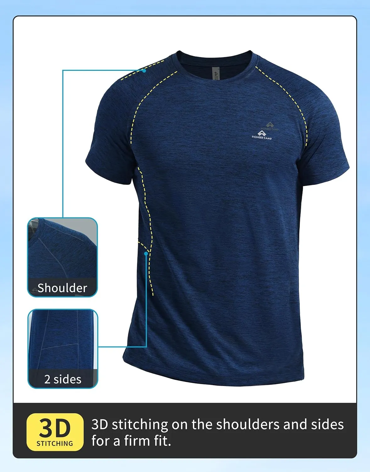 Pioneer Camp Mens Moisture Wicking Running Workout Shirt Performance Athletic T-Shirts UPF 50  Short Sleeve Active Gym Tops