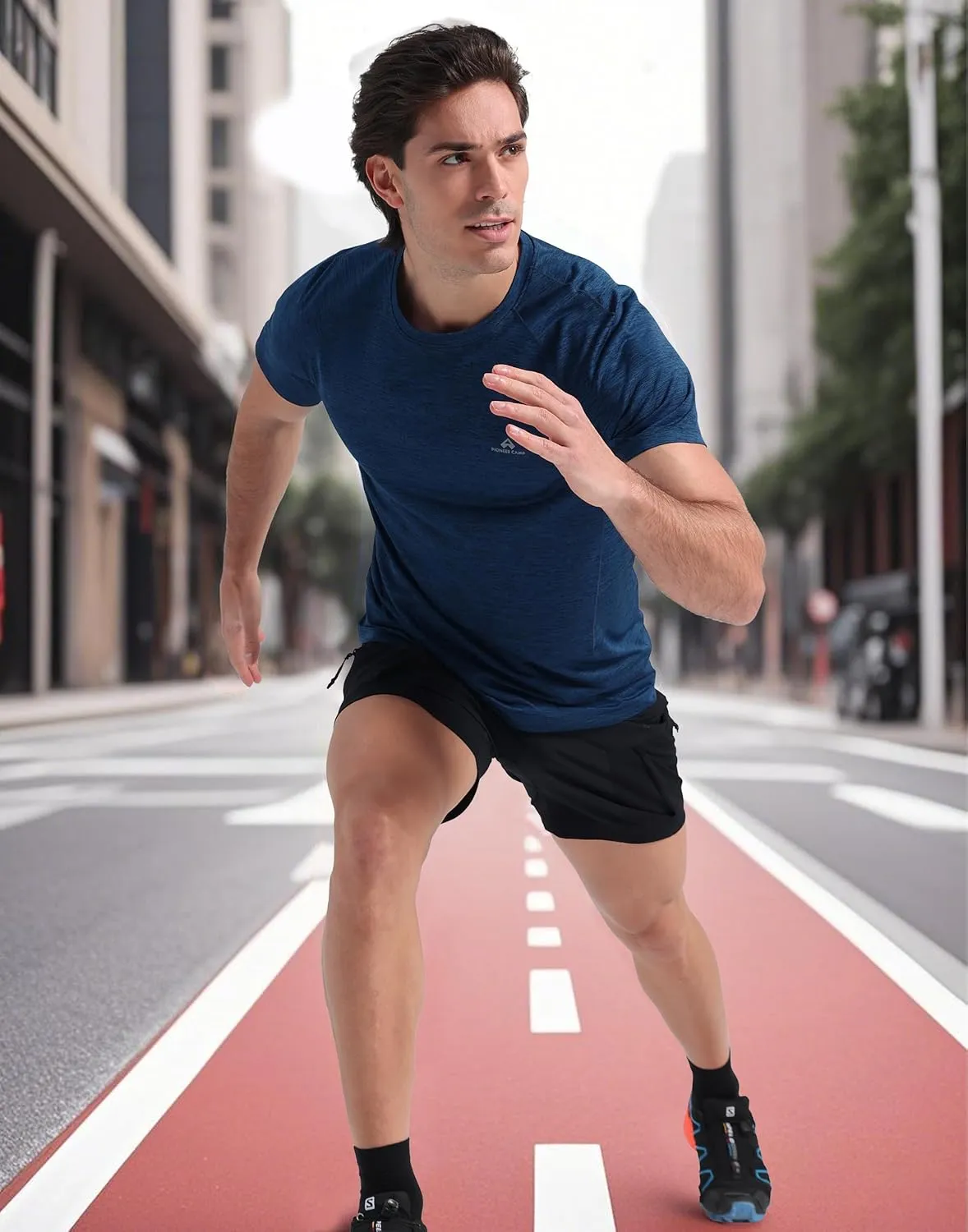 Pioneer Camp Mens Moisture Wicking Running Workout Shirt Performance Athletic T-Shirts UPF 50  Short Sleeve Active Gym Tops