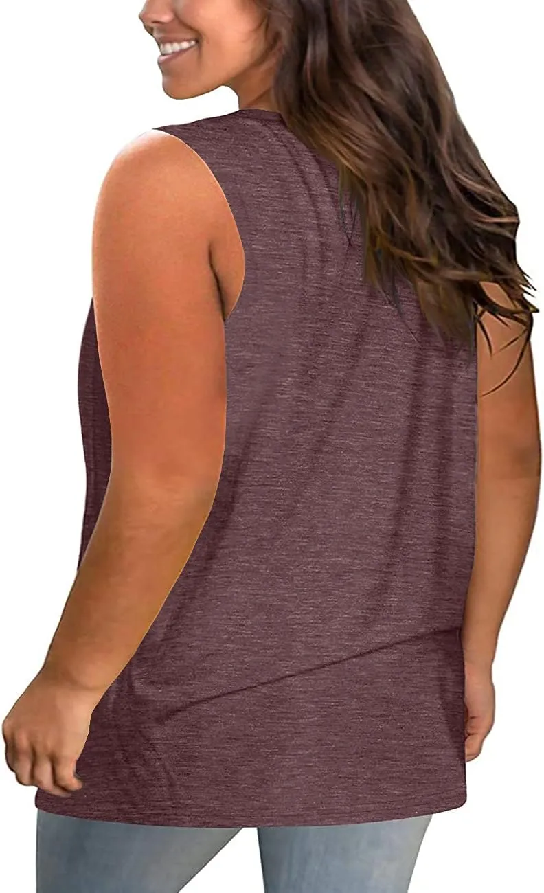 Plus Size Tank Tops for Women Summer Sleeveless Sexy V Neck T-Shirts Tops Casual Loose Cotton Tees