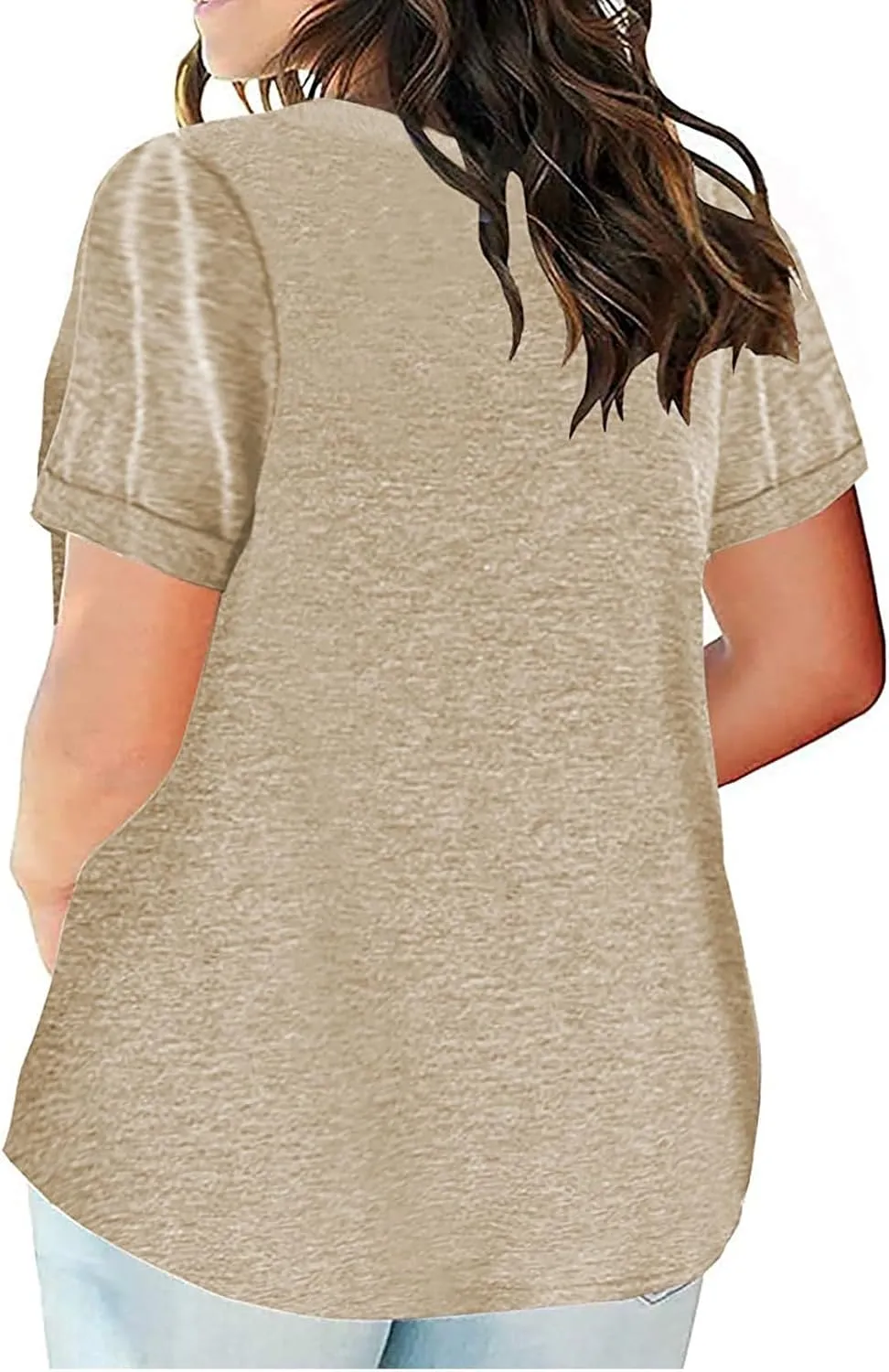 Plus Size Tops for Women Dressy Blouse Notch V Neck Oversized T Shirts Summer Casual Short Sleeve Tshirt with Pockets