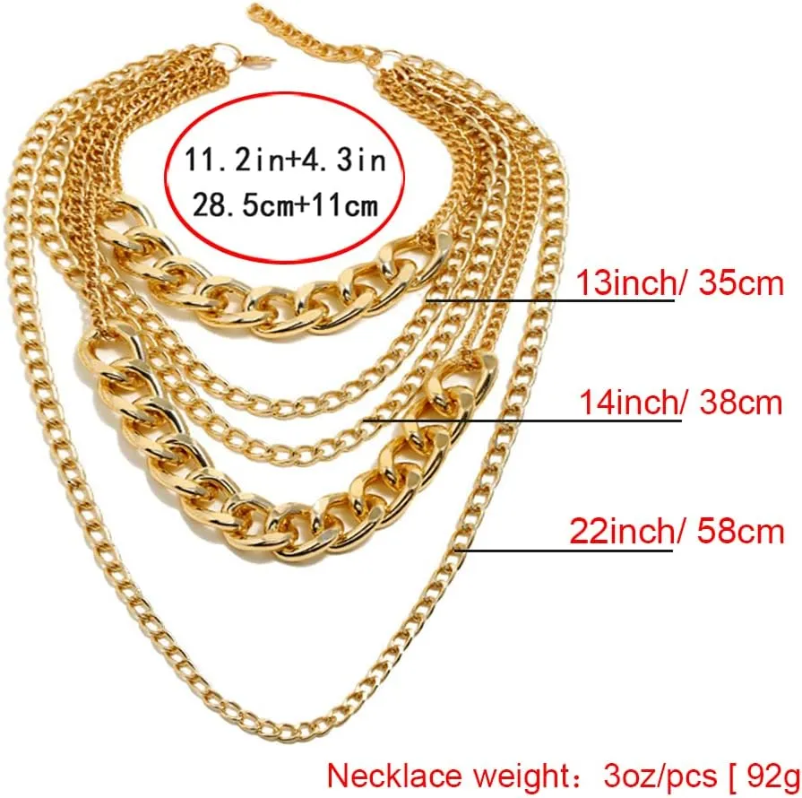 Punk Chain Chunky Necklaces for women Multilayer Collar Necklace Gold