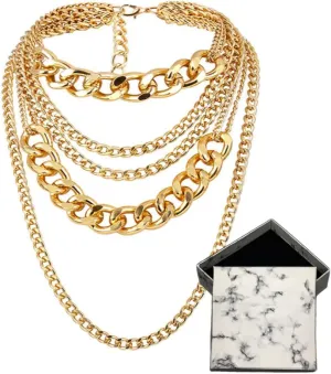 Punk Chain Chunky Necklaces for women Multilayer Collar Necklace Gold