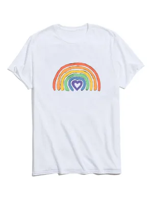 Rainbow Graphic Crew Neck T-Shirts