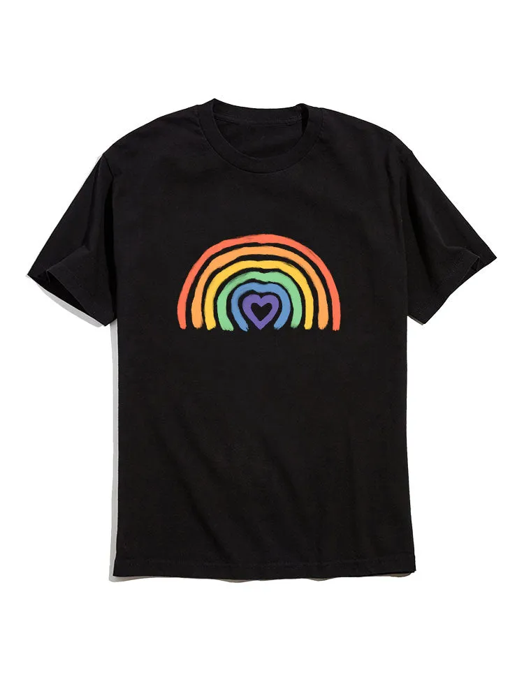 Rainbow Graphic Crew Neck T-Shirts