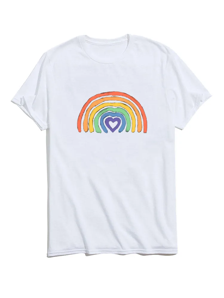 Rainbow Graphic Crew Neck T-Shirts