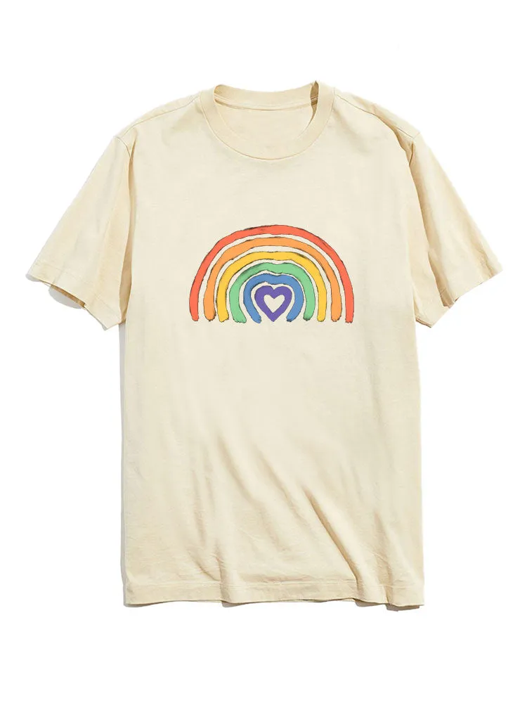 Rainbow Graphic Crew Neck T-Shirts