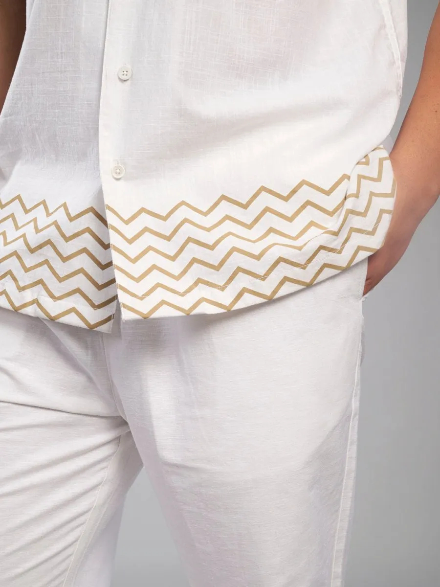 Resort Collar Chevron Print Shirt - Serra