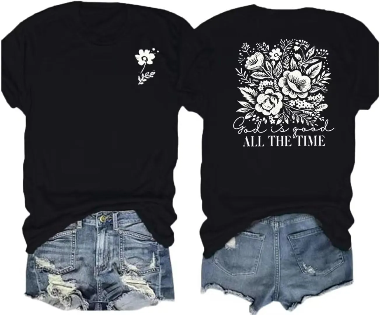 Retro Christian Jesus Faith T Shirts for Women Cross Pray Floral Printed Short Sleeve Inspirational Bible Verse Tee Tops